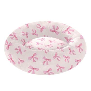 Imagem de SEHANY Cama fofa para cachorro rosquinha com laço rosa removível e lavável, pequena cama redonda para gatos, cama fofa super macia para animais de estimação com fundo antiderrapante para cães pequenos