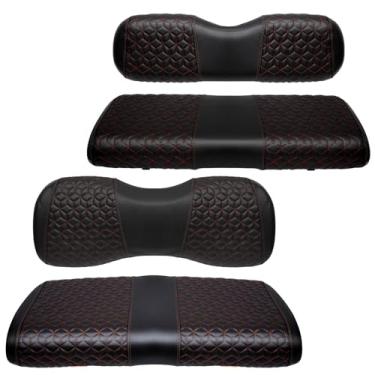 Imagem de SAMXOMAP Capas de assento de carrinho de golfe dianteiras e traseiras para Yamaha G29/Drive/Drive 2 2007+ almofada de assento padrão, EZGO vinil couro conjunto acessórios de substituição, sem grampos