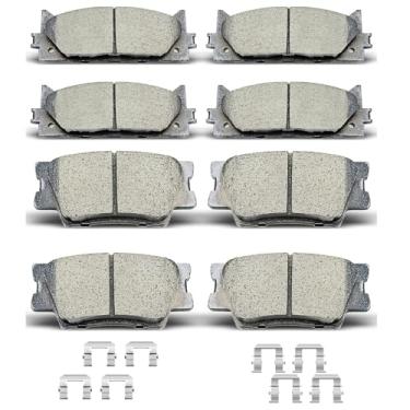 Imagem de D1293 D1212 8 peças de pastilhas de freio a disco de cerâmica dianteiras e traseiras com kit de clipes – Serve para Toyota Camry 2007-2017, Avalon 2008-2018, Lexus ES350 2007-2018, Lexus ES300h 2013