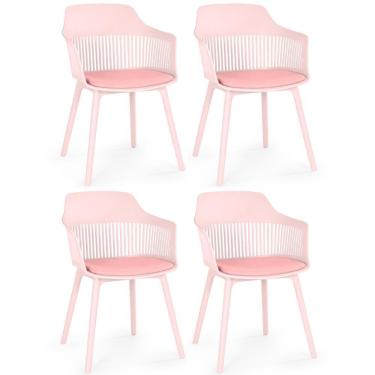 Imagem de Kit 4 Cadeiras De Jantar Estofada Marcela - Rosa
