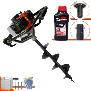 Imagem de Perfurador Polaca Cavadeira Vant VPS-52 À Gasolina 2T 52cc 2HP 6.500rpm Com Ignição CDI Para Construção Civil Com Broca 80x20cm + ÓLEO TOYAMA