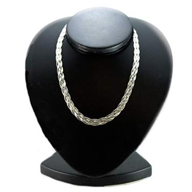 Imagem de Colar Trançado 4 Fios Fem 40cmx 7 Mm Prata Legitima 925