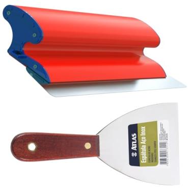Imagem de Desempenadeira NiveloPro 80cm Lâmina em Aço Inox + Espátula Com Lâmina de Aço Inox e Cabo Madeira 10cm