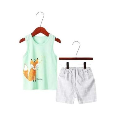 Imagem de Conjuntos De Pijama De Algodão Verde Dinossauro Para Meninos De 2 a 10