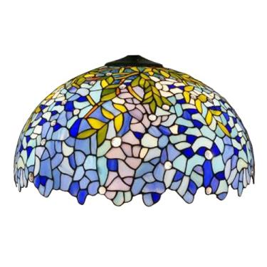 Imagem de errzom Substituição De Abajur 20", Apenas Chaminé Vitral Tiffany, Design Floral, Vermelho, Verde, Rosa, Azul E Amarelo, Adequado Para Mesa, Pendente, Luminária Chão, Glicínia