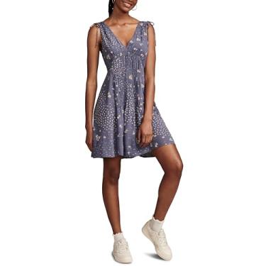 Imagem de Lucky Brand Vestido feminino com decote V, Azul multi, G