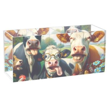 Imagem de TSENQUE Porta-lápis para mesa, fofo, engraçado, animais de fazenda, animais de fazenda, suporte de escova de acrílico, papelário, copos de caneta, suporte de marcador, material de escritório