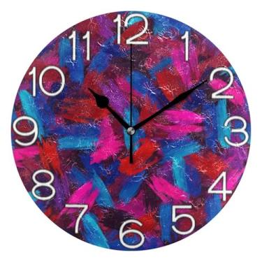 Imagem de GAIGEO Relógio de parede decorativo analógico relógio de cozinha bonito operado por bateria silencioso, decoração de parede vintage sala de estar moderno colorido abstrato, 25 cm, ponteiros pretos