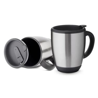 Imagem de Caneca Térmica em Aço Inox 450ml com Tampa Vedada e Alça Ergonômica - 