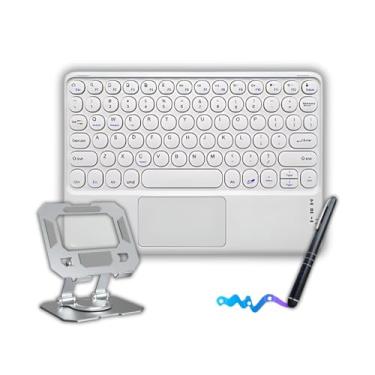 Imagem de Kit Teclado Touch Suporte Caneta Para Ipad, Tablet A9, A9+ Plus, S6, S7, S9, S10 (Branco)