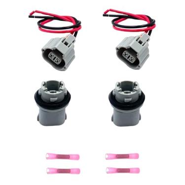 Imagem de 2 conjuntos de soquete de luz marcador lateral de farol com chicote de fios compatível com Avalon Camry Tacoma Tundra Yaris ES300 ES330 LS400 RX300 RX350 RX450h substitui 90075-60001 90075-65020