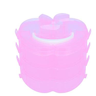 Imagem de CUOFYUNL Caixa de armazenamento de plástico desmontável de 3 camadas em forma de recipiente de brinquedos para ferramentas portáteis (Rosa)