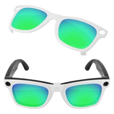 Imagem de Firtox Clipes polarizados para Ray-Ban Meta Wayfarer RW4008 (tamanho M 53-22), proteja seus olhos para homens e mulheres - Armação branca - Verde