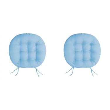 Imagem de Almofada Futon Redonda 9 Furos 40x40 cm almofada para cadeira para Cadeira Banco e Sofá com Amarração Assento Decorativo Confortável Uso Diário(Azul Celeste)