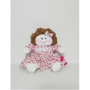 Imagem de Boneca De Pano Lara Pelúcia Rosa Floral 41cm - Polybaby