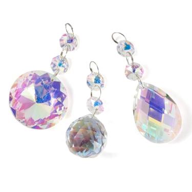 Imagem de 3 peças Crystal Sun Catchers Pingente de prisma redondo de cristal transparente para decoração de casa janela interna ao ar livre jardim escritório carro decoração