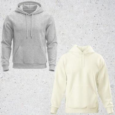 Imagem de Kit 2 Blusa de Frio Moletom Unissex Lisa Casaco canguru Inverno Com Ca