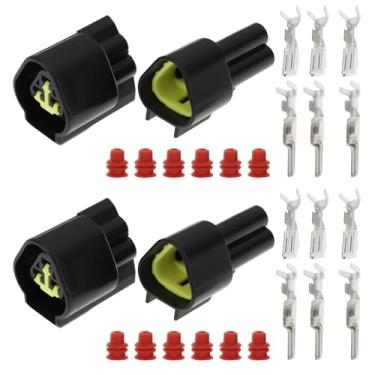 Imagem de eMagTech 5 conjuntos de conectores elétricos de 3 pinos fêmea e macho conector automotivo à prova d'água FW-C-3M-B FW-C-3F-B para carro