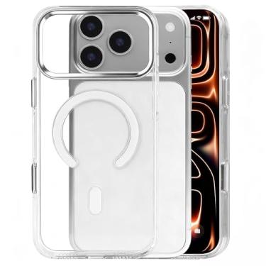 Imagem de Yuanqichuanglian Capa para iPhone 17 Pro, capa magnética transparente de 6,3 polegadas, fina, antiamarelamento, resistente, à prova de choque, capa de celular transparente