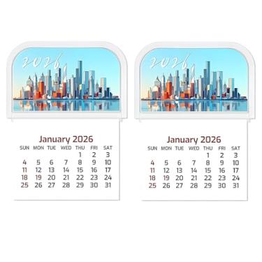 Imagem de Pacote com 2 minicalendários 2026: pequenos calendários mensais adesivos para painel de carro, geladeira, parede, laptop, escritório, caminhão e planejador | designs mensais vibrantes | 8,5 cm x 11,3