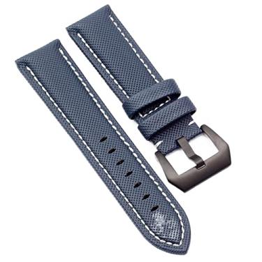 Imagem de TIOYW Pulseira de relógio de lona de nylon de fibra de carbono de 20 mm, 22 mm, 24 mm, 26 mm, para Panerai Hamilton TAG OMEGA HEUER masculina (cor: fecho azul preto, tamanho: 20 mm)