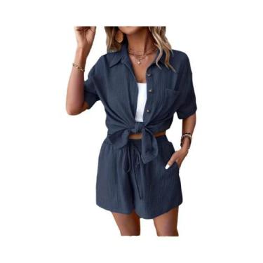 Imagem de Conjunto De Shorts Casuais De Praia Em Cores Vibrantes Para Mulheres, 