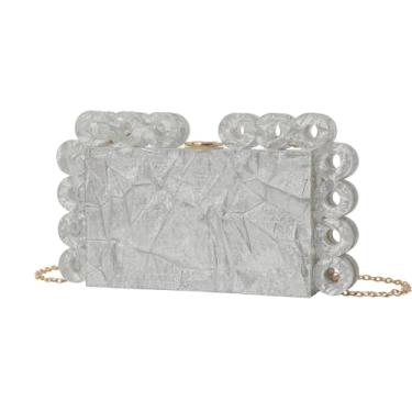 Imagem de ZUC Bolsa de ombro feminina com círculo de mármore fashion Trend Bolsa para celular, Prata, One Size