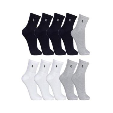 Imagem de Kit 10 Pares de Meias Cano Médio Lupo Sport 3245-910 Branco/Preto/Cinz