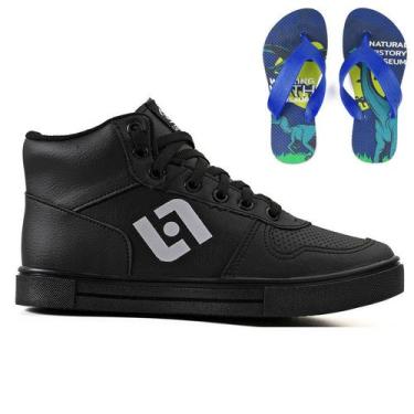 Imagem de Tenis Infantil Meninos Botinha Cano Alto Escolar Casual Basico + Chine