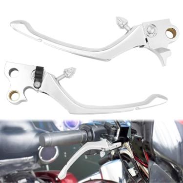 Imagem de HCmotorku Alavancas de mão de embreagem de freio de motocicleta adequadas para Harley Dyna Softail Touring Sportster 883 1200 XL Chrome