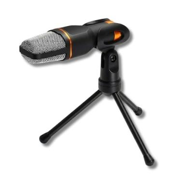 Imagem de Microfone Condensador de Mesa com Tripé Ajustável – Alta Captação de Áudio, Conexão P2 3.5mm, Ideal para Reuniões, Aulas Online, Games e Gravações