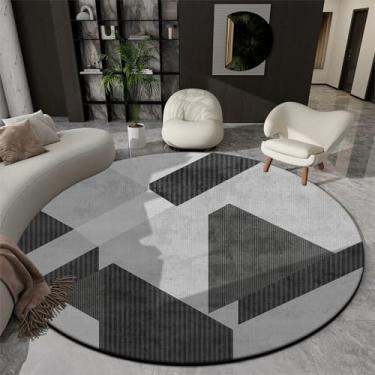 Imagem de Tapetes redondos geométricos para sala de estar, decoração de luxo, tapetes grandes e felpudos para quarto, escritório, cadeira, tapete de chão macio (140 x 140 cm/Flanela - 3)