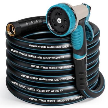 Imagem de Mangueira de jardim 10,7 m x 5/20.3 cm com bocal, mangueira de água resistente, flexível, leve mangueira híbrida sem dobras com alça giratória, acessórios macho para fêmea