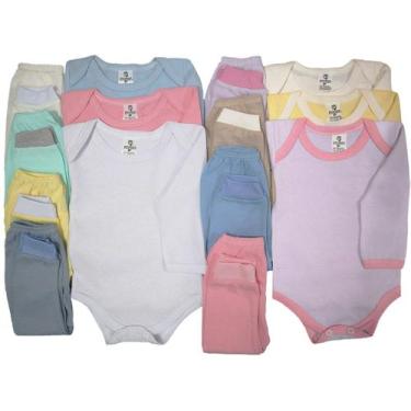 Imagem de Body Manga Longa+mijão C/20 Roupa Bebê Menino E Menina - Taya Baby, Az