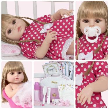 Imagem de Bebe Reborn Realista Loira Princesa Kit Acessórios Enxoval - Cegonha R