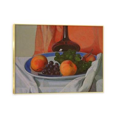 Imagem de Moldura dourada. Arte vintage emoldurada de frutas mortas, pintura clássica de cozinha country, decoração de parede de casa de fazenda quente para sala de jantar e cozinha. A95. 80 x 105 cm - 31,5 x
