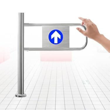 Imagem de Portão giratório automático - Porta de fechamento automático de aço inoxidável para segurança de pedestres - Ideal para lojas, quintais e armazéns - Solução de controle de acesso de 80 x 100 cm