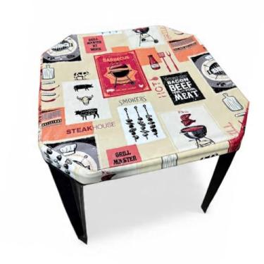 Imagem de Kit 6 Capas Mesa 70x70 Plástico Impermeável Estampada,Bar Restaurante Lanchonete para Proprietários(KIT 6 CAPAS CHURRASCO)