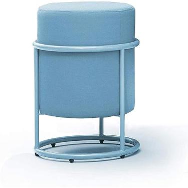 Imagem de Banqueta cinza para pés - Banco de apoio para os pés redondo para sapatos, banquinho de sofá pequeno casual, banquinho baixo doméstico, destaque confortável e elegante para sala de estar ou quarto