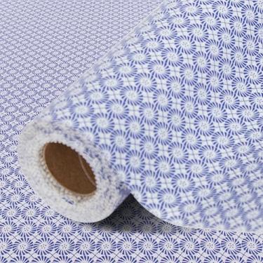 Imagem de FIFTY FEET Forro de prateleira não adesivo de 30,5 x 304,8 cm para armários e gavetas de cozinha, forro de armário de PVC antiderrapante lavável (círculo azul) (5 rolos)