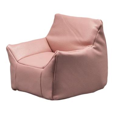 Imagem de menolana Sofá em miniatura de PU, brinquedo infantil realista com encosto, móvel em miniatura para casa de bonecas em escala 1:12, ideal para presente, Rosa