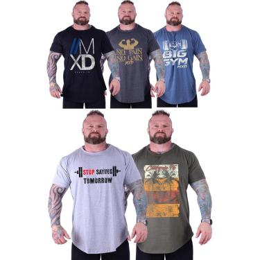 Imagem de Kit 5 Camiseta Longline Plus Size Masculina MXD Conceito Estampado Academia Casual Treino-Masculino