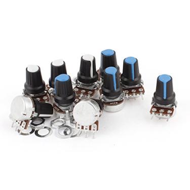 Imagem de Resistores variáveis de 10 x 20 K Ohm 3 terminais Potenciômetros cônicos lineares de eixo serrilhado Potenciômetro rotativo
