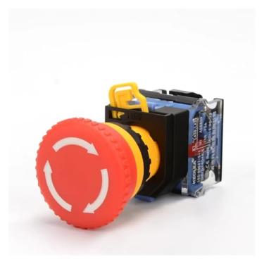 Imagem de Botão de interruptor de parada de emergência de 22 mm Botão de travamento automático de cabeça de cogumelo LA38-11ZS / Parar de falha de energia de emergência 1NO 1NO / 2NC(LA38A-11ZS, 1NO 1NC)