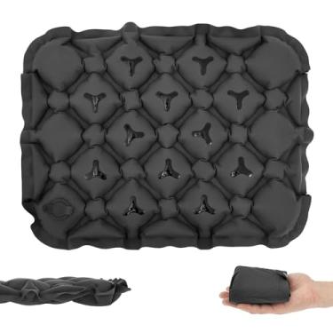 Imagem de Almofada inflável para assento de ar com tecnologia nano antiderrapante, almofada de ar inflável leve à prova d'água portátil, almofada de assento de viagem com bolsa de armazenamento para acampamento