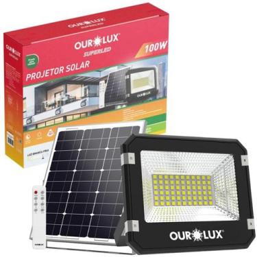 Imagem de Refletor Projetor Solar Led 100W Controle Remoto 6500K IP65 - Ourolux