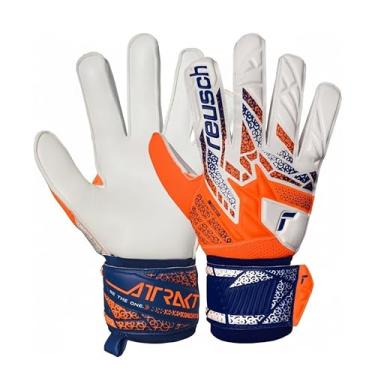 Imagem de Reusch Attrakt Luvas de goleiro sólidas, laranja chocante/azul energizado, tamanho 10