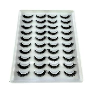 Imagem de Cílios Postiços Fluffy De Mink Sintético 20 Pares Naturais Longos Feit