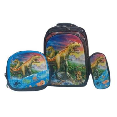 Imagem de Kit 3 Peças Mochila Escolar Infantil 3D ( Mochila + Lancheira + Estojo