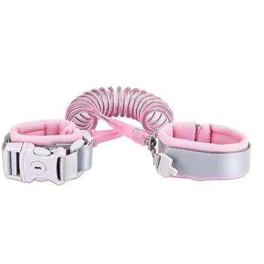 Imagem de Pulseira Guia Infantil de Segurança Anti-Perda com Chave – Ajustável, Confortável, Cinta Elástica 1.5m para Crianças e Bebês – Ideal para Passeios, Viagens e Parques (Rosa)